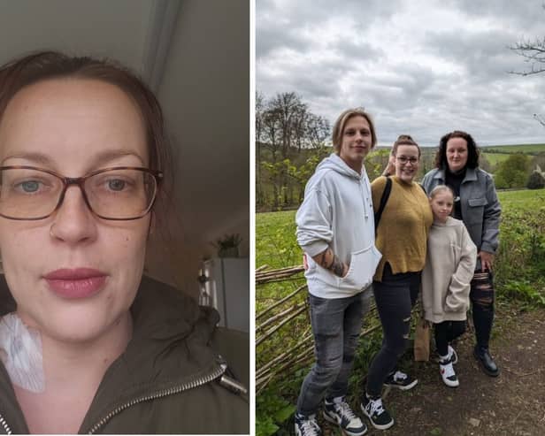 Emily Taylor from Waterlooville has faced years of issues with her oesophagus due to a rare disorder which affects her swallowing. During a routine hospital visit, the mum-of-two was found to have a lump in her neck – known as a benign thyroid nodule – that she thought she faced having to have drained frequently.