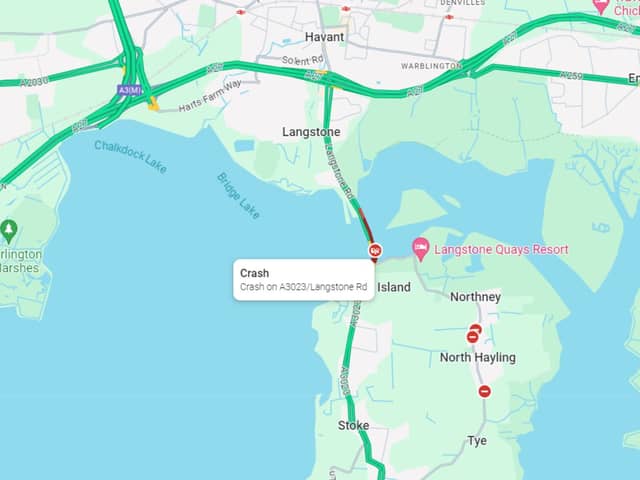 A collision on the A3023, Langstone Road, is causing delays. 