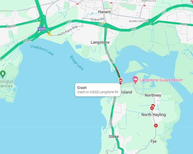 A collision on the A3023, Langstone Road, is causing delays. 