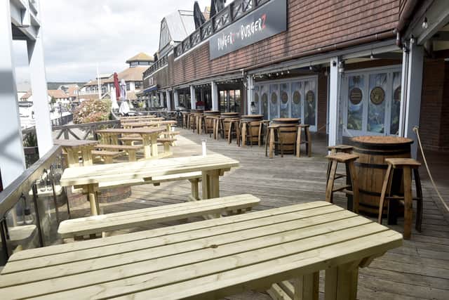 Benches and beer barrels have been places outside the new venue