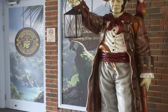 Pirate welcomes would-be guests to the Port Solent venue