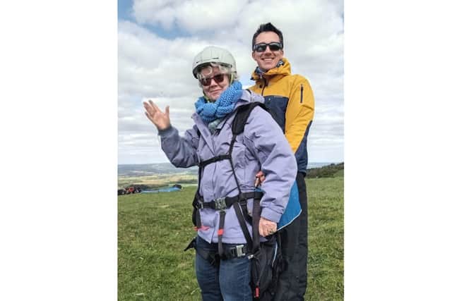Southsea resident, Lois Marshall, celebrated her 75th birthday by taking a leap into the unknown and paragliding 1000 feet over the South Downs to raise money for local people affected by cancer.