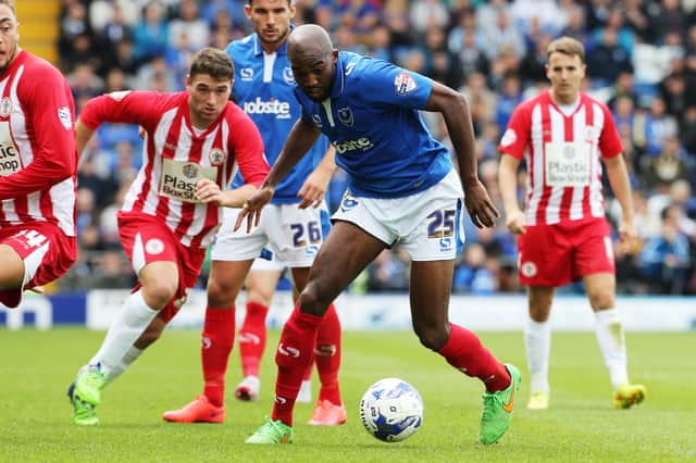 Nigel Atangana made 48 appearances for Pompey after arriving from the Hawks in 2014. Now he's back at Westleigh Park. Picture: Joe Pepler
