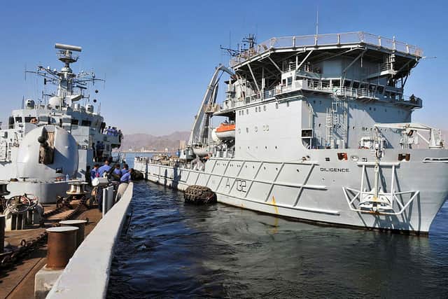 RFA Diligence alongside HMS Cornwall.