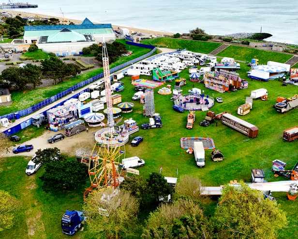 My Portsmouth by Drone has shared an incredible image of the funfair on Castle Field in Southsea being set up ready for the weekend. 
