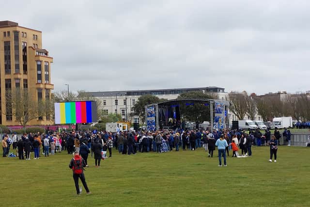 Crowds are gathering to celebrate Pompey's triumphant season.