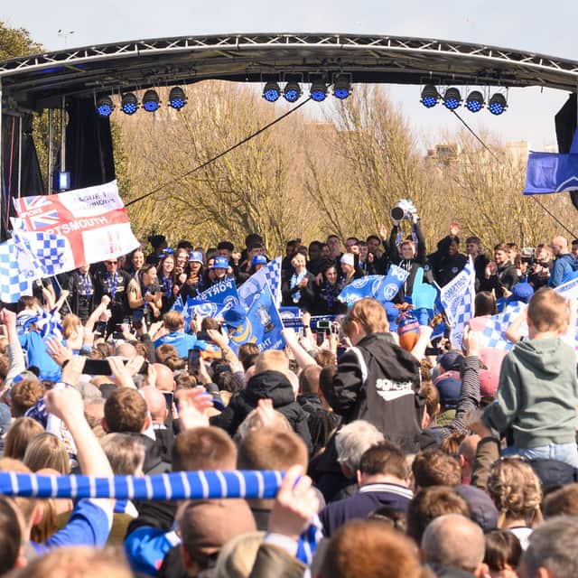 Portsmouth men's and women's team finished the day of celebrations on stage together as they celebrated each others incredible seasons.