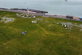 Southsea Common is flooded in some areas ahead of the celebrations for Pompey F.C. 