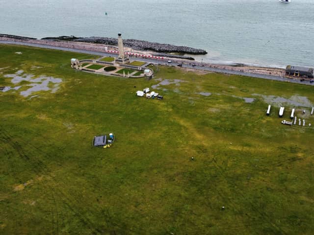 Southsea Common is flooded in some areas ahead of the celebrations for Pompey F.C. 