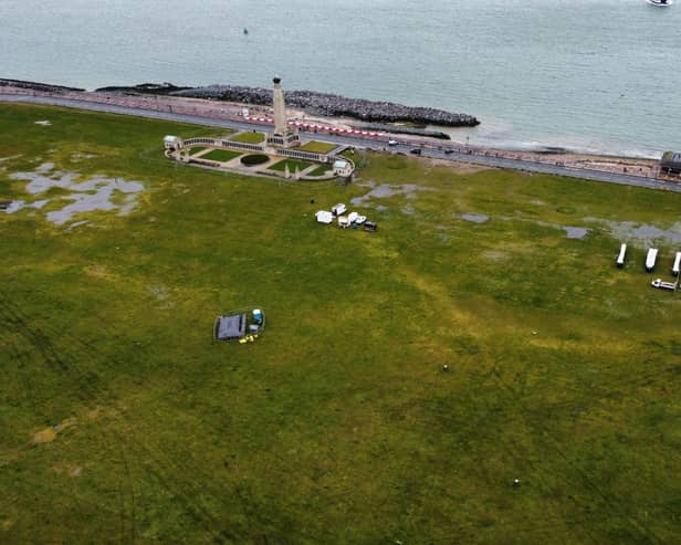 Southsea Common is flooded in some areas ahead of the celebrations for Pompey F.C. 