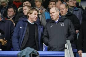 Pompey chairman Michael Eisner, right, with son and Blues director Eric Eisner