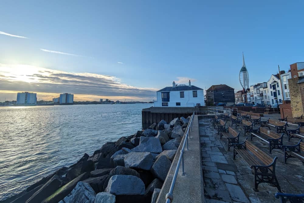I visited a wonderful Old Portsmouth beauty spot to enjoy an peaceful seafront view at sunset.