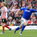 Pompey midfielder David Norris celebrate's his 90th-minute equaliser against Southampton at St Mary's when the two sides went head-to-head in the Championship in April 2012