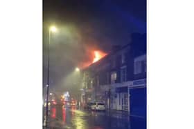 Footage shows huge flames as fire tears through a building in Elm Grove, Southsea.