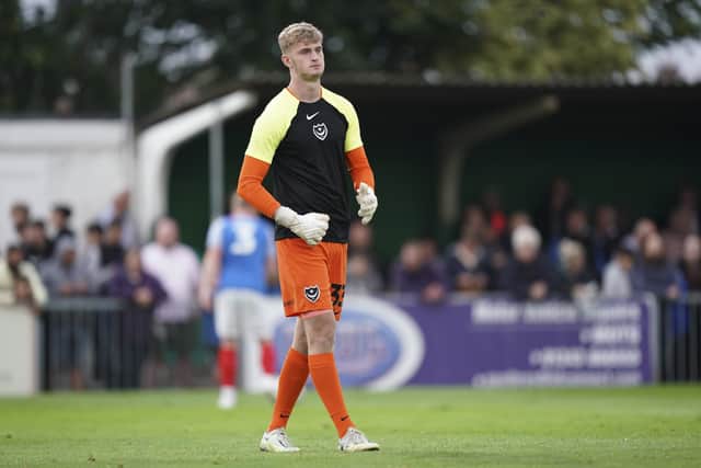 Toby Steward in action for Pompey against the Rocks during a pre-season friendly in July 2024. Picture: Jason Brown/ProSportsImages