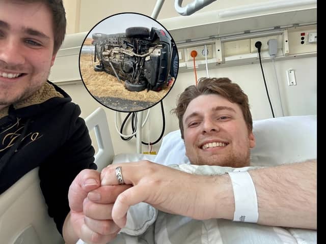 Zak Nelson, 28, and Elliot Griffiths, 26 got engaged in their hospital beds after nurses reunited them in intensive care.