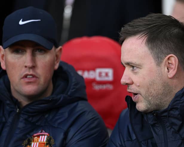 Sunderland's former head coach Michael Beale with interim manager Mike Dodds. 