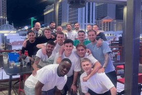 The Pompey players enjoying the bright lights of Las Vegas