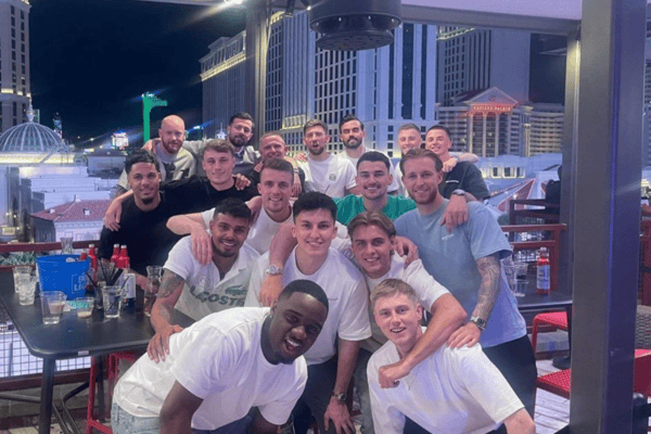 The Pompey players enjoying the bright lights of Las Vegas