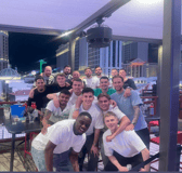 The Pompey players enjoying the bright lights of Las Vegas