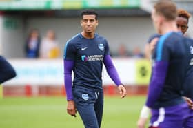Louis Dennis played just eight times for Pompey during an unsuccessful spell. Now he's at Wembley bidding for a Football League return. Picture: Joe Pepler