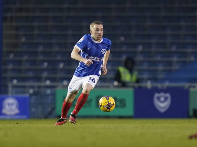 Joe Morrell (C) is out of contract with Pompey this summer. He is wanted by three other EFL clubs. (Photo: Jason Brown/Pro Sport Images)
