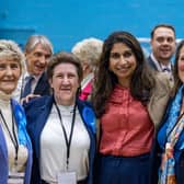 Pam Bryant with daughter Louise Clubley who won at Uplands and Funtley, pictured with Suella Braverman MP and Tina Ellis, winner at the Avenue ward. Picture: Mike Cooter (030524)