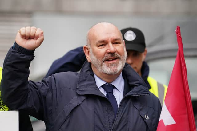 Aslef general secretary Mick Whelan on a picket line. Credit: Jordan Pettitt/PA Wire