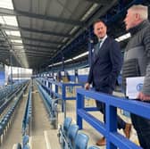 Portsmouth South MP Stephen Morgan at Fratton park. Pompey have become the first football club to install male incontinence bins at their stadium for home and away supporters. 