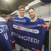 Sean Raggett and Lee Evans were released by Pompey after their League One title success. Picture: Jason Brown/ProSportsImages