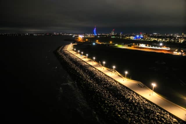 The promenade will be well lit as the work on the latest stretch of the sea defences in Southsea draws to a close