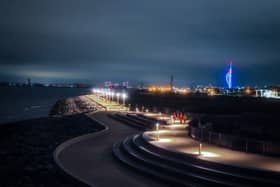 Lighting is tested at the Southsea Sea Defences with the 'Theatre of the Sea' at lit up beautifully