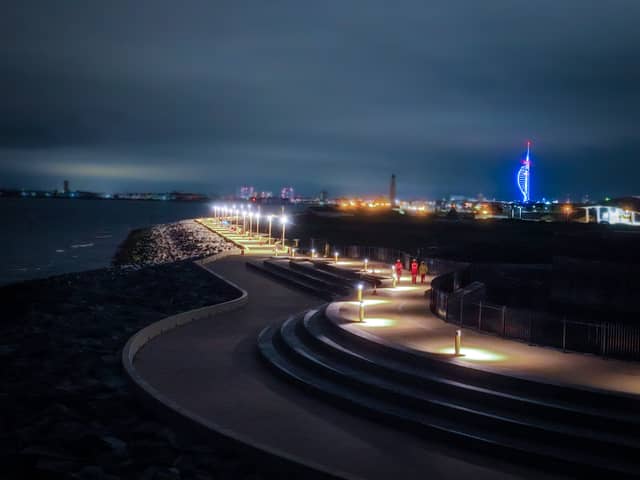 Lighting is tested at the Southsea Sea Defences with the 'Theatre of the Sea' at lit up beautifully