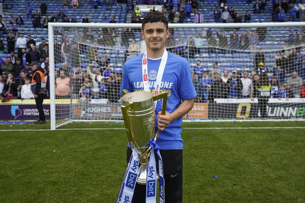 Former Pompey loanee Alex Robertson returned to Fratton Park on the final day of the season to join in the Blues title celebrations