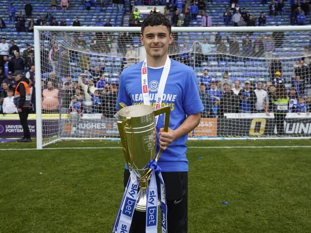 Former Pompey loanee Alex Robertson returned to Fratton Park on the final day of the season to join in the Blues title celebrations