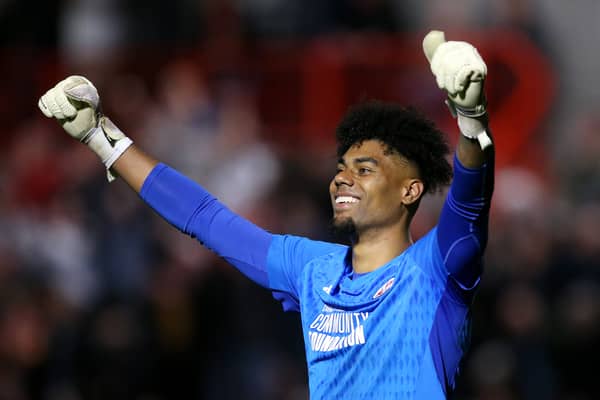 Former Pompey triallist Corey Addai impressed in the play-offs for Crawley against MK Dons last night. (Photo by Steve Bardens/Getty Images)