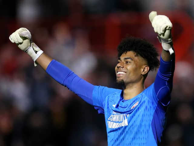 Former Pompey triallist Corey Addai impressed in the play-offs for Crawley against MK Dons last night. (Photo by Steve Bardens/Getty Images)