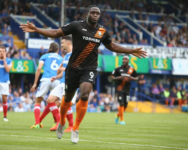 John Akinde played for Pompey in 2013 but failed to score. He did score on his return to Fratton Park in 2016 however. (Photo by Harry Murphy/Getty Images)
