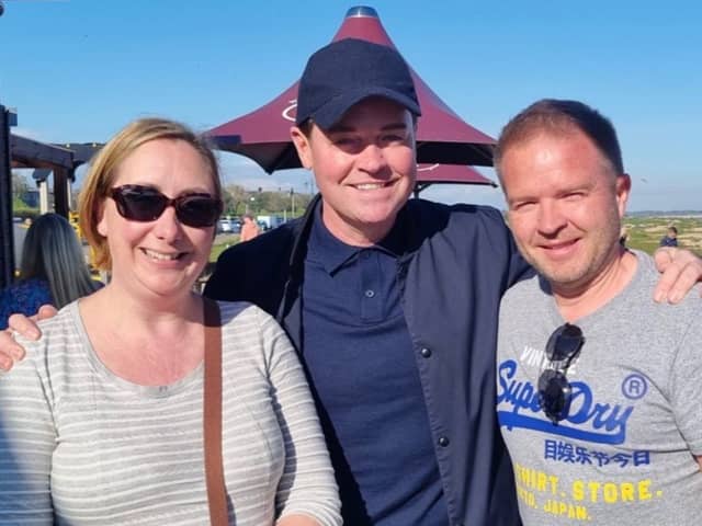 Stephen Mulhern was spotted at the Eastney Coffee Cup over the May bank holiday. 

Pictured: Stephen Mulhern (Middle) with two customers of the coffee shop. 