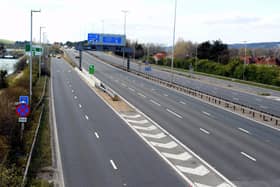 A man has been rushed to hospital with serious injuries following a collision between a car and pedestrian. Parts of the M27 and A27 eastbound remain shut.