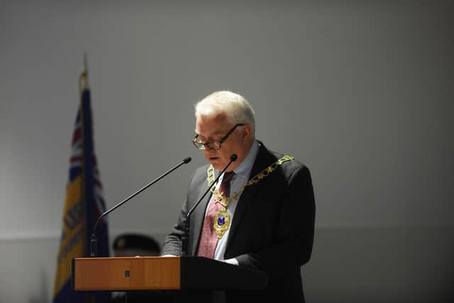 Cllr. Gerald Vernon-Jackson, deputy Lord Mayor of Portsmouth, said the lessons of D-Day are just as pertinent today as they were in 1944. Picture: Sarah Standing (140524-8906)