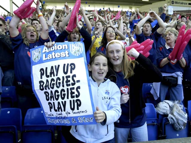 Pompey fans cheer on West Brom at The Hawthorns in 2005 to relegate Southampton. Pic: PA