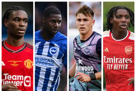 From left-right, Habeeb Ogunneye, Odel Offiah, Fin Stevens and Brooke Norton-Cuffy are all interesting right-back options for Pompey this summer.