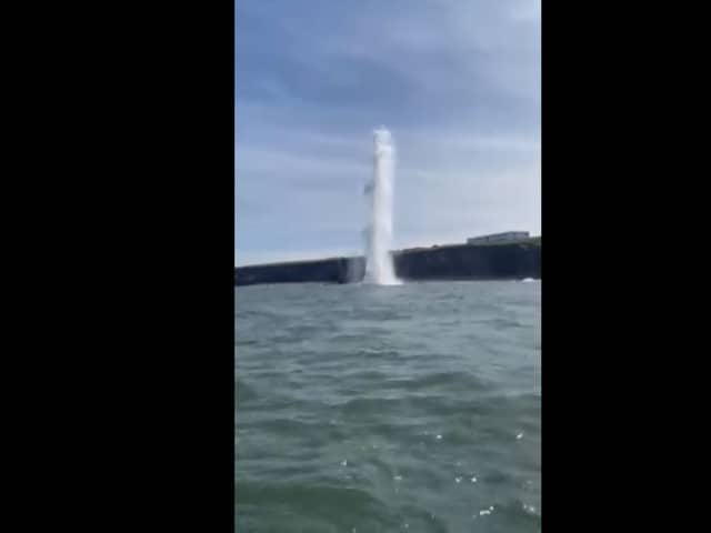 Controlled bomb explosion in sea