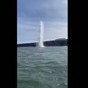 Controlled bomb explosion in sea