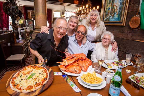 Giuseppe and Claire Mascia, with customers, Fred Dinenage and his wife, Beverley, and Eileen Gordon
