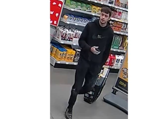 The police have launched an appeal following a theft in B&Q last month where a woman was shoved out of the way when trying to stop the man in question. 