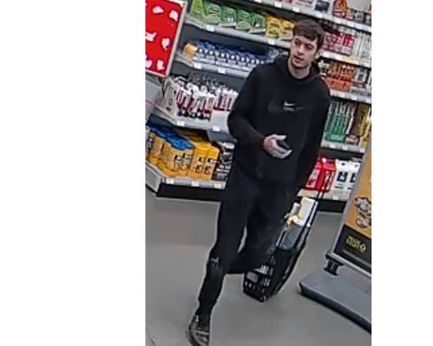 The police have launched an appeal following a theft in B&Q last month where a woman was shoved out of the way when trying to stop the man in question. 