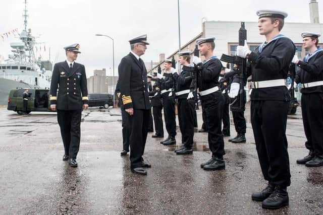Admiral Johnstone inspecting a guard of honour from NATO's Standing Maritime Group 1 in Helsinki in August 2017. Picture: Royal Navy