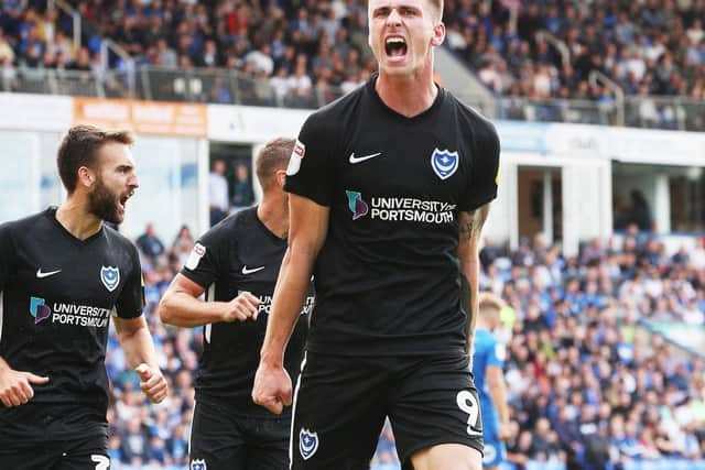 Oli Hawkins collected 27 goal contributions during a three-year stay at Pompey. Picture: Joe Pepler